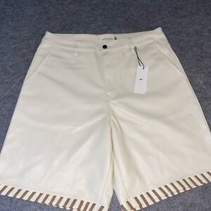 Honor The Gift Vegan Leather Shorts Women's XL Bone White Whipstitch Streetwear